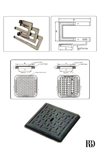 Manhole step iron and cast iron light duty manhole cover and frame
