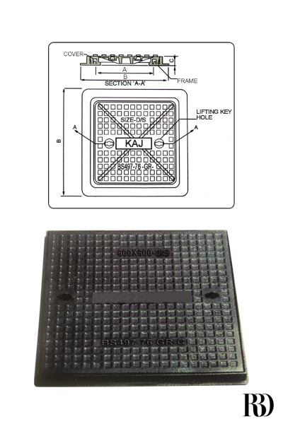 Cast iron double seal solid top manhole cover