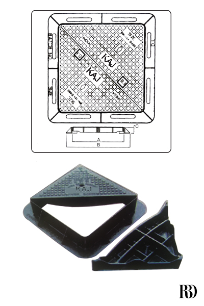 Double triangular manhole cover and frame